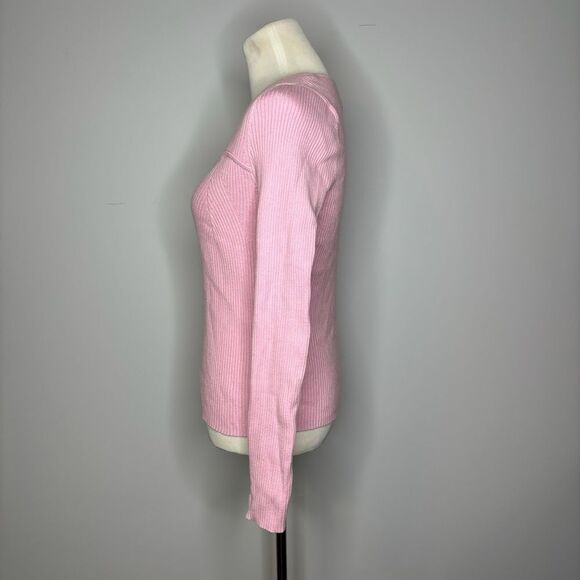 Old Navy- Pink Ribbed Long Sleeve Sweetheart Fit Top - Picture 2 of 4